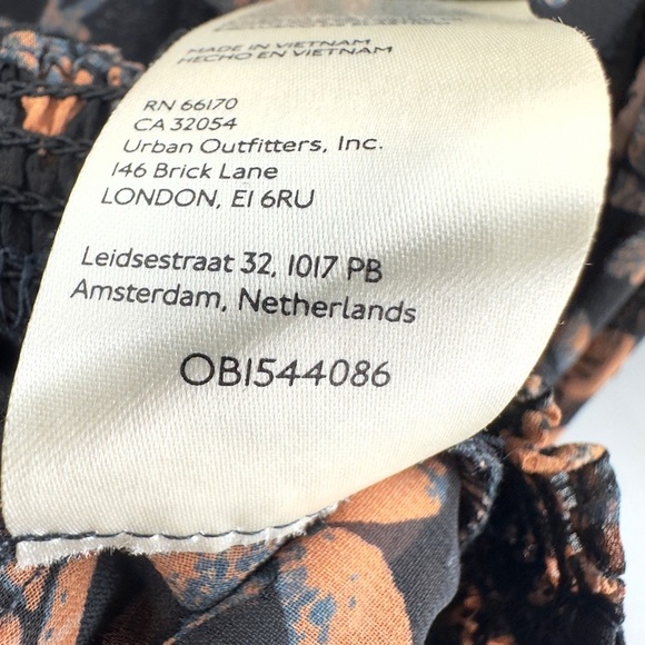 Free People Clarissa Printed Top Size L Boho Puff Long Sleeve Semi Sheer Floral - Picture 10 of 13